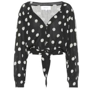 Nanushka Polka Dot Blouse Top Tie Knot, Size S